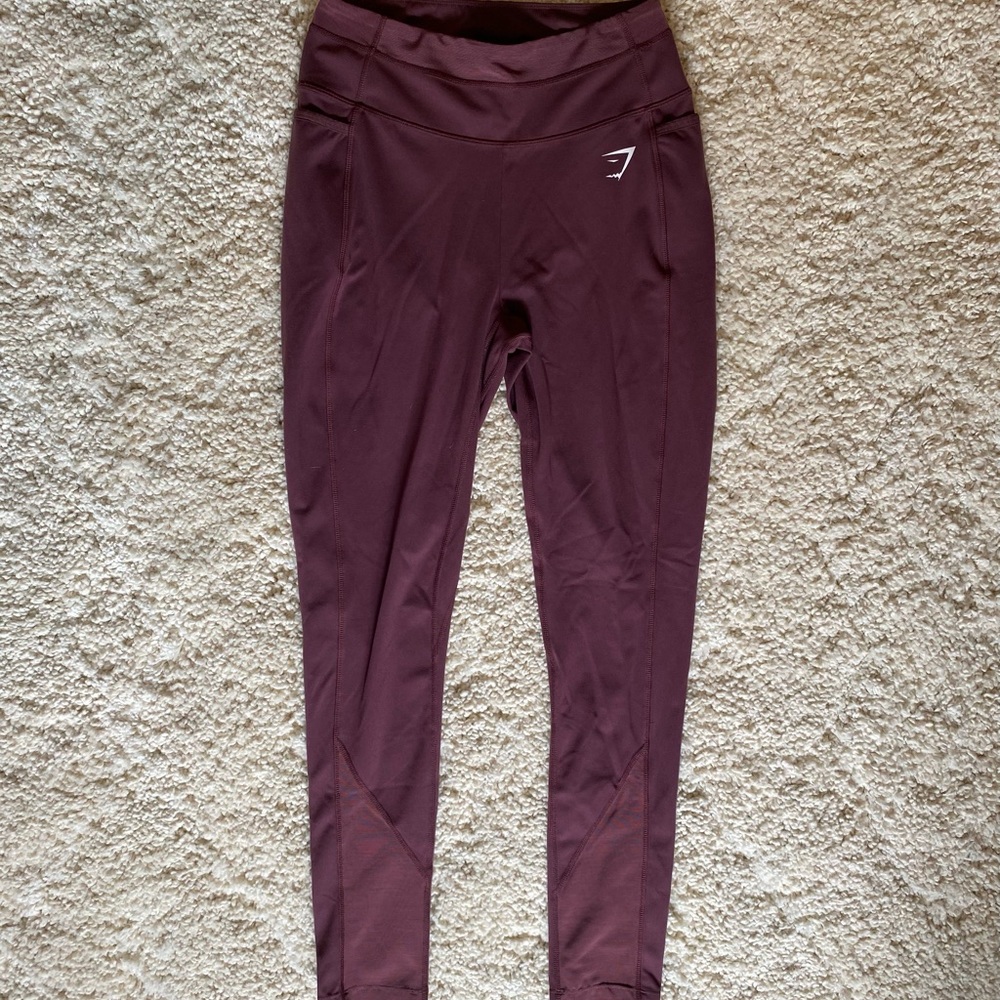 Gymshark Dreamy Mesh Leggings in Berry Red - Picture 2 of 2